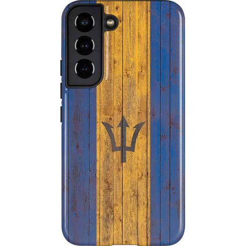Barbados Flag Dark Wood Galaxy S22 Pro Case